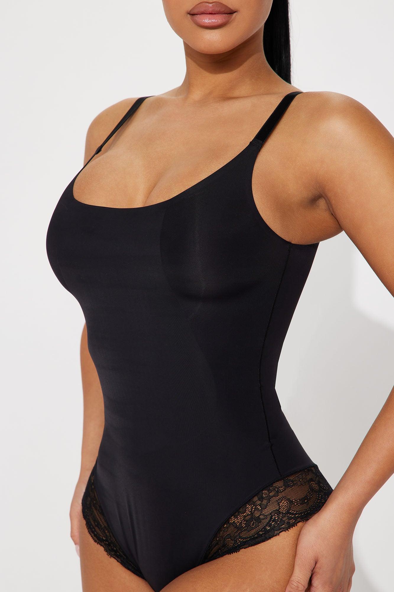 Tight Fit Lace Control Microfiber Shapewear Bodysuit - Black Product Image