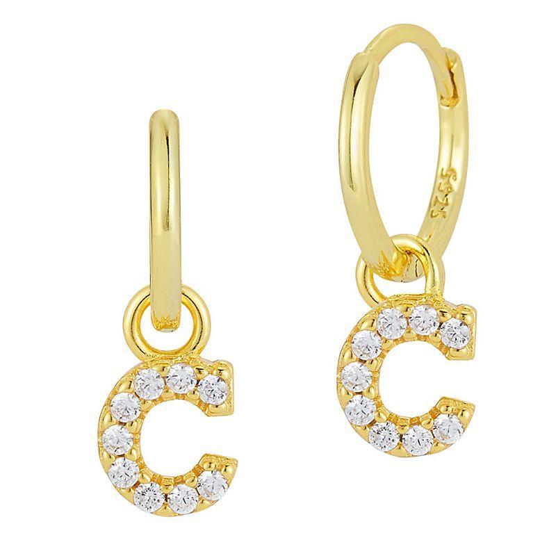 Sunkissed Sterling Cubic Zirconia 14k Gold Plated Initial Drop Earrings, Womens Product Image