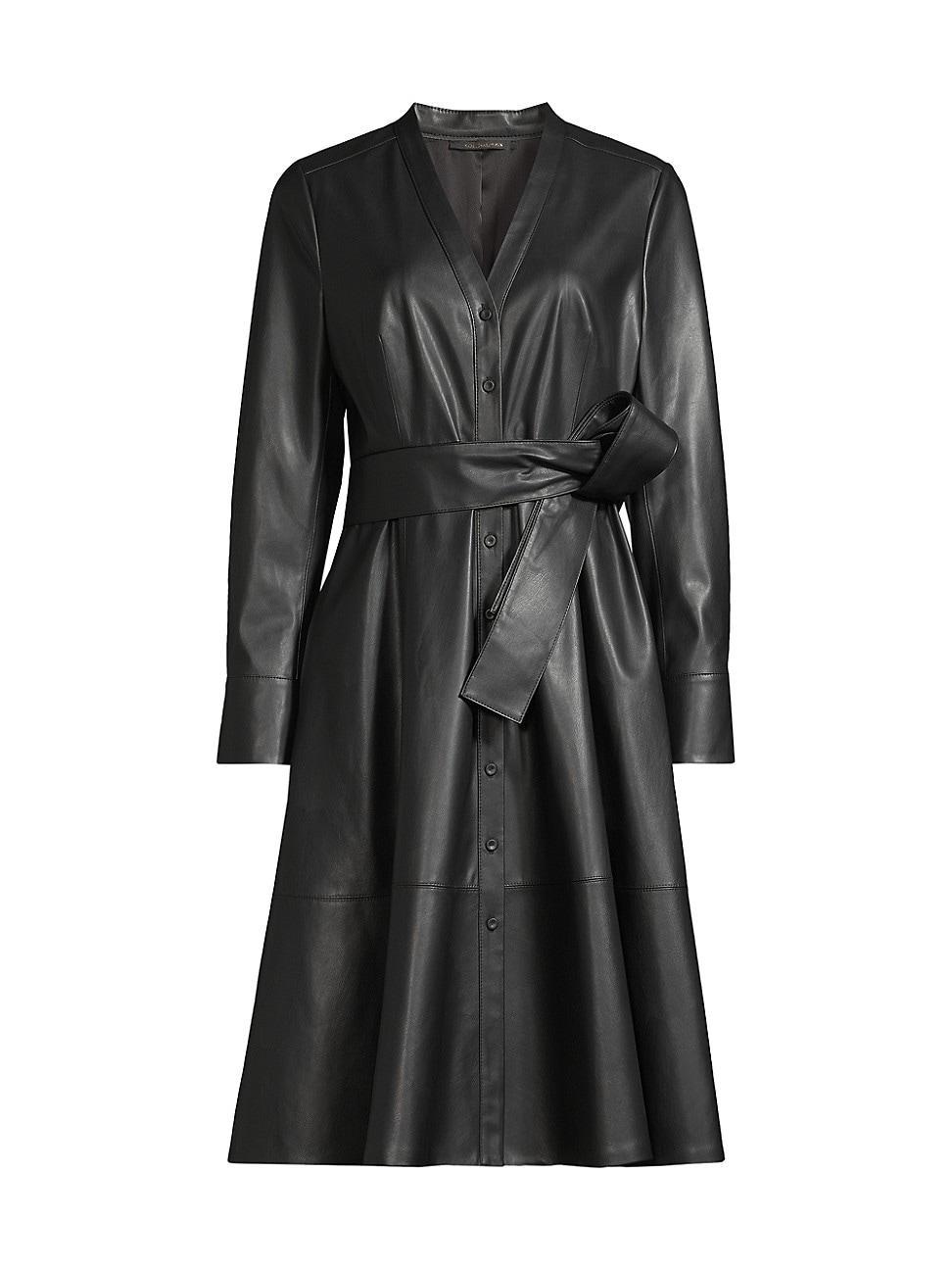 Womens Fontana Belted Faux Leather Dress Product Image