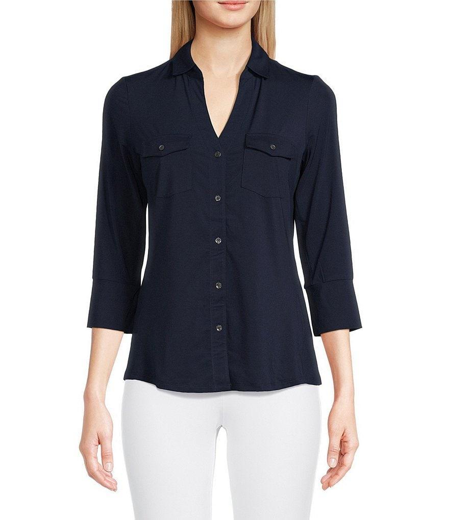 J.McLaughlin Brynn 3/4 Sleeve Point Collar Shirt Product Image