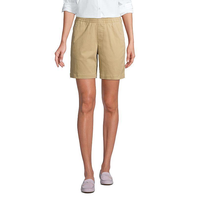 Petite Lands End Pull-On Chino Shorts, Womens Green Moss Product Image