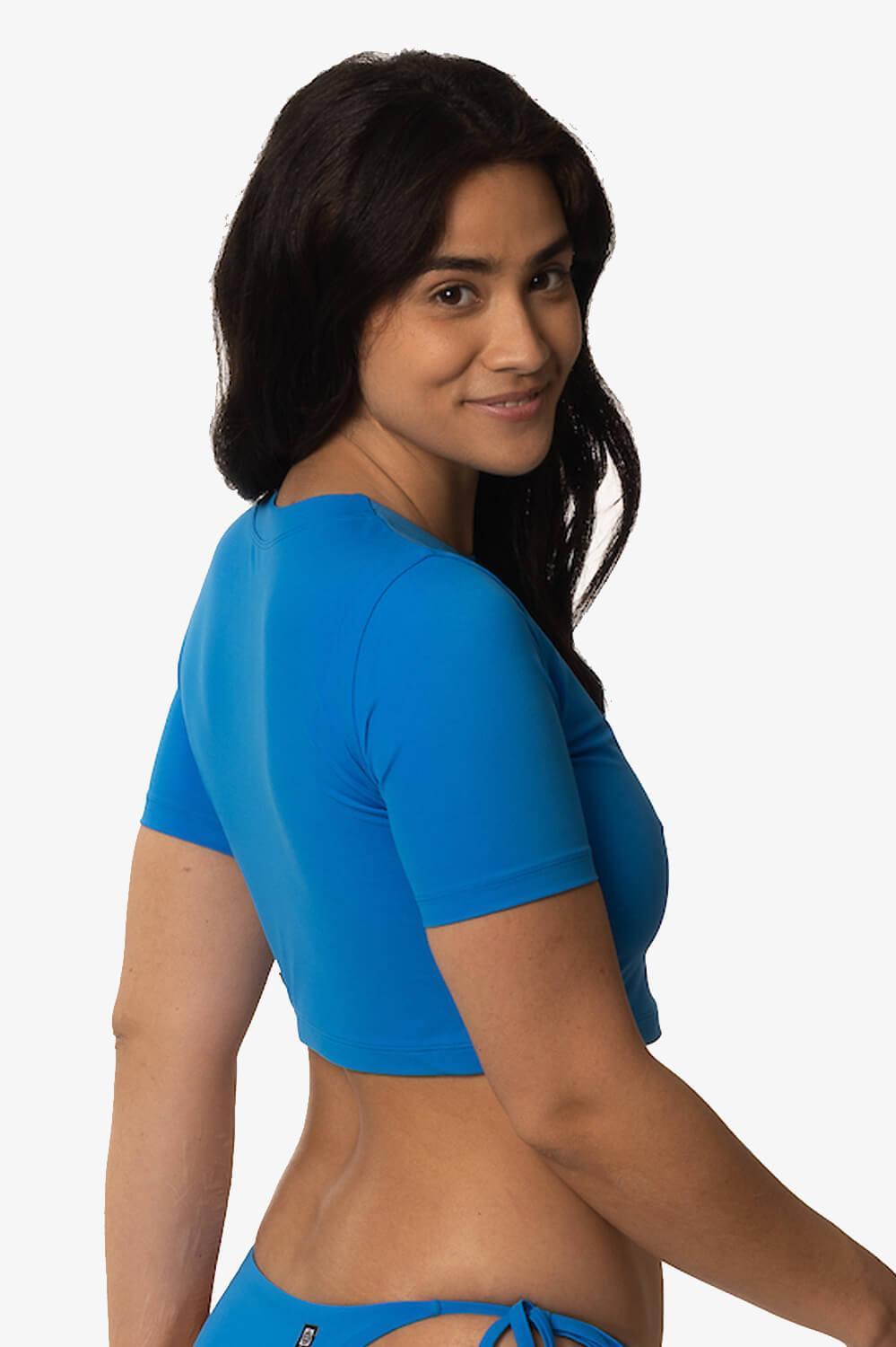 Aurora Short Sleeved  Crop  Rashie - Sapphire Product Image