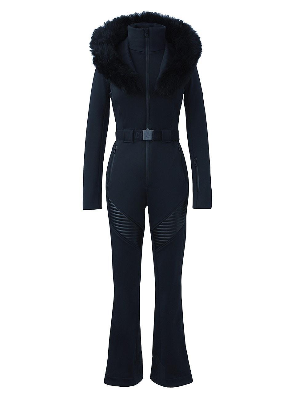 Womens Elle Belted Shearling-Trimmed Shell Ski Suit Product Image