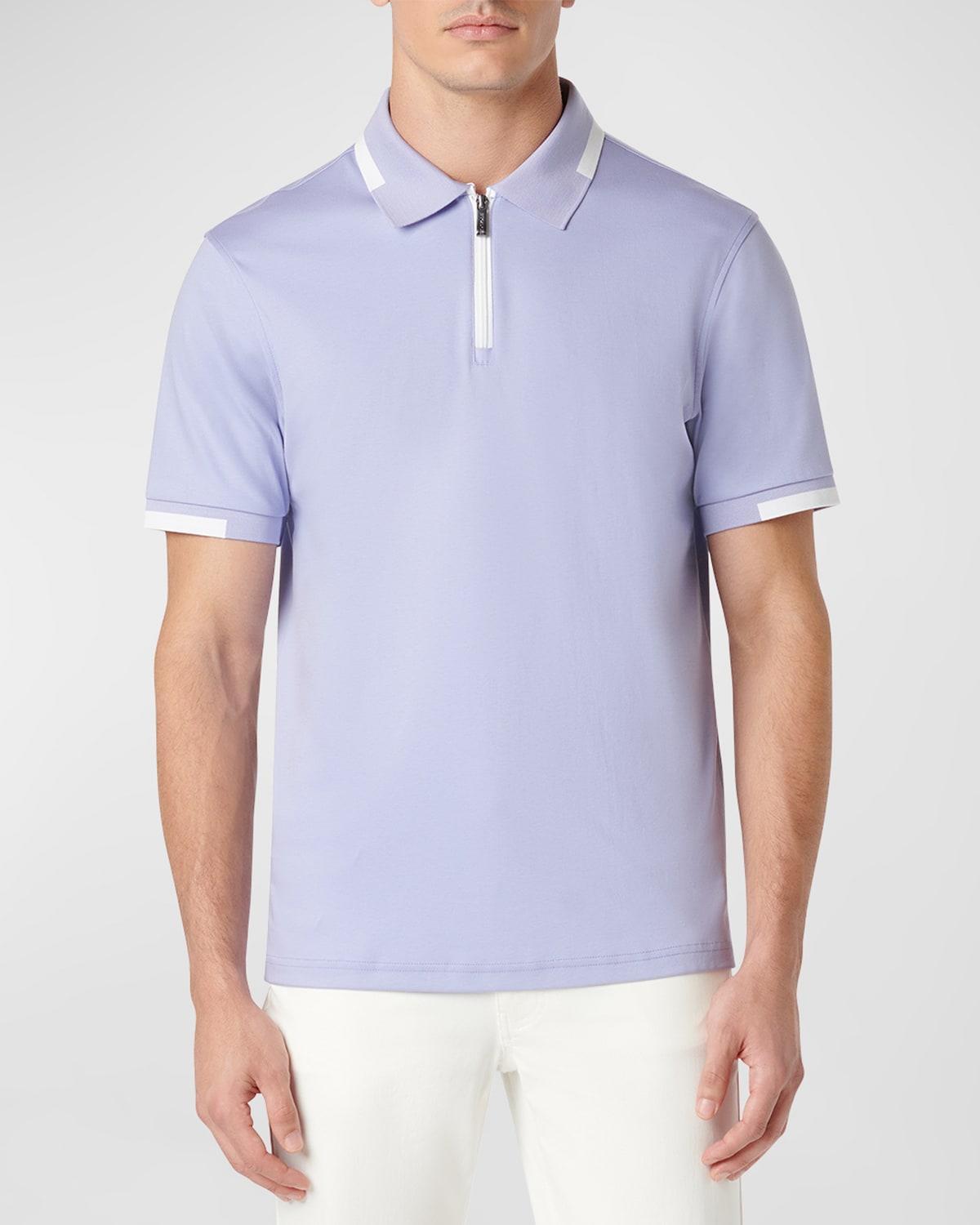 Mens Cotton Quarter-Zip Polo Shirt Product Image