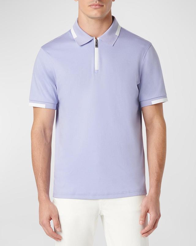 Mens Cotton Quarter-Zip Polo Shirt Product Image