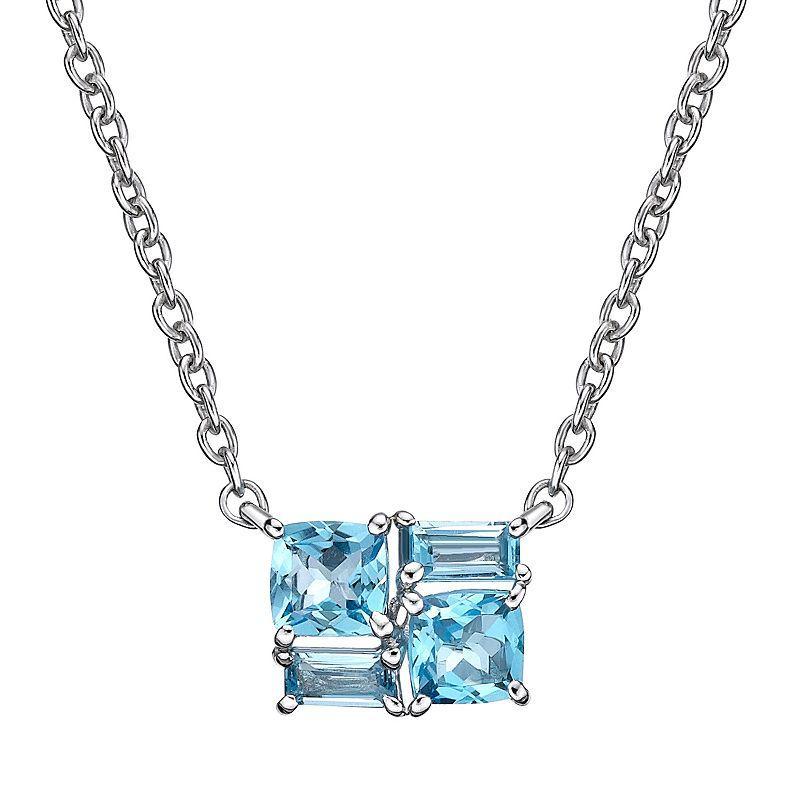 Gemminded Sterling Silver Blue Topaz Pendant Necklace, Womens Product Image