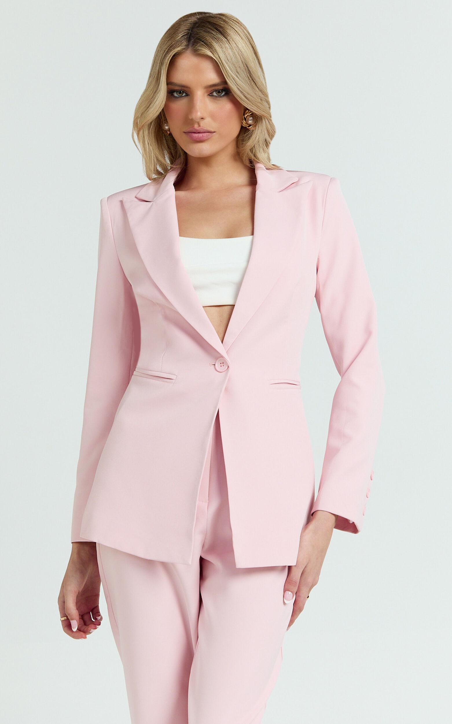 Hermie Blazer - Single Breasted Blazer in Pale Pink Product Image