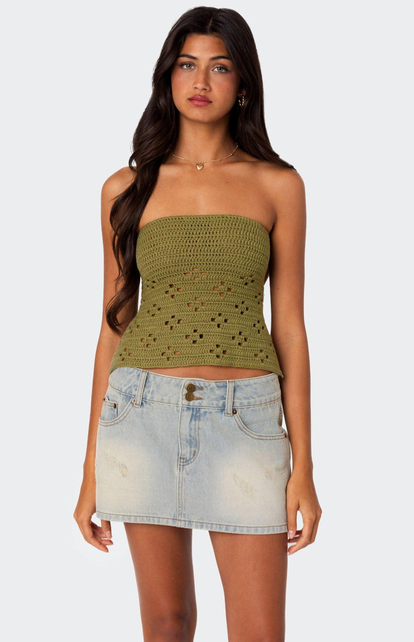 Edikted Women's Niki Crochet Tube Top product image