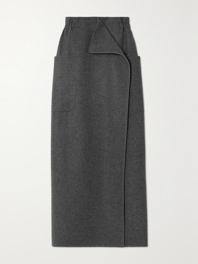 Messina Wrap-effect Wool And Cashmere-blend Maxi Skirt In Grigio Product Image