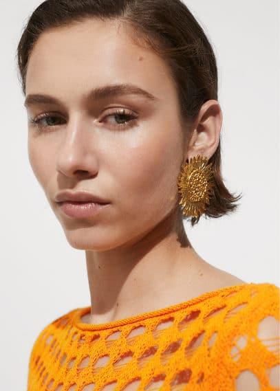 MANGO - Maxi flower earrings - One size - Women Product Image