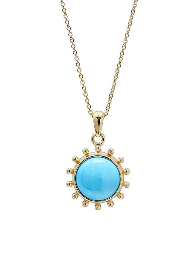 Womens Dew Drop Mini Marine 14K Yellow Gold & Turquoise Pendant Necklace Product Image