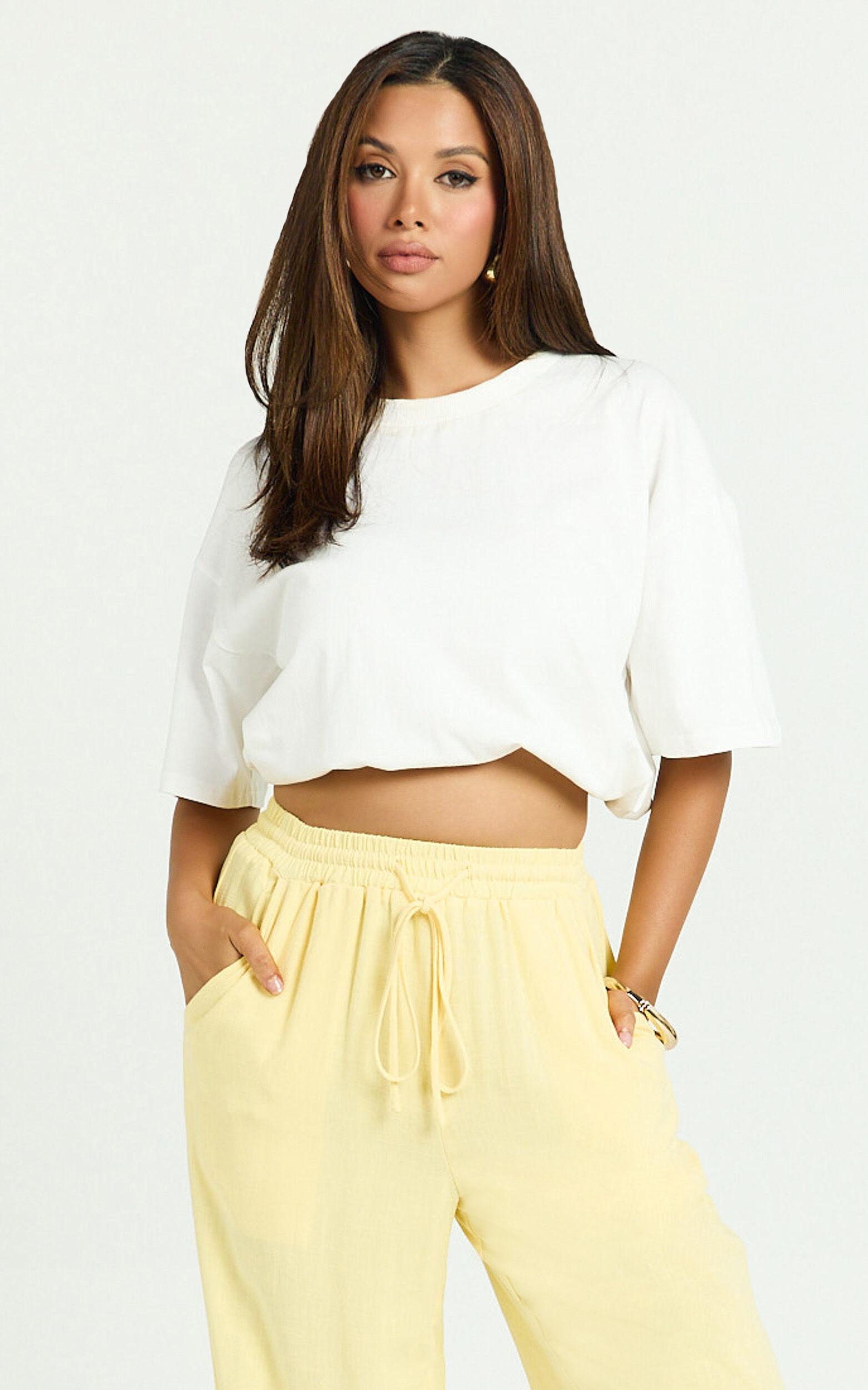 Kala Pants - Mid Waisted Relaxed Elastic Waist Pants in Lemon Product Image