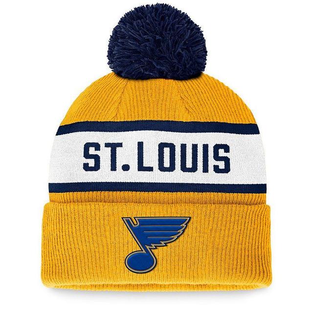 Mens Fanatics Branded St. Louis Blues Fundamental Wordmark Cuffed Knit Hat with Pom Product Image