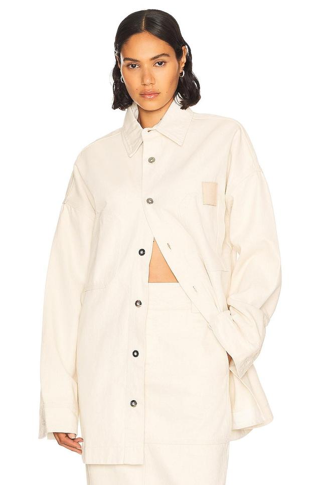 Helsa Denim Overshirt in Ivory Product Image