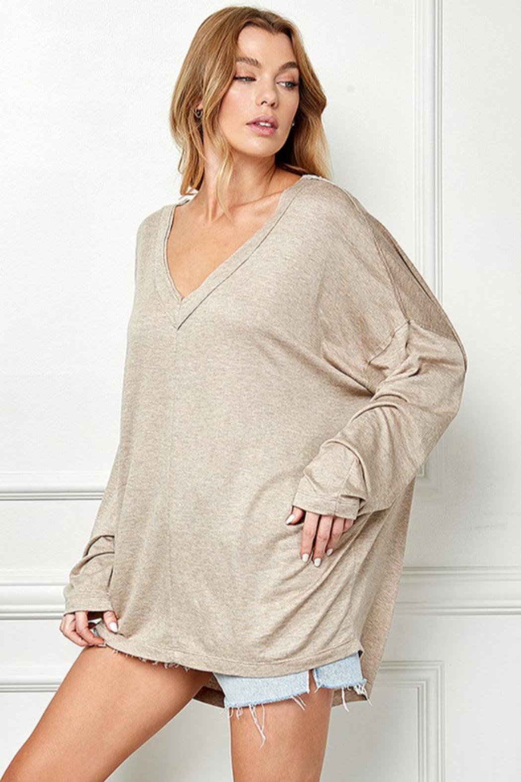 Oversized V Neck Top Female Product Image