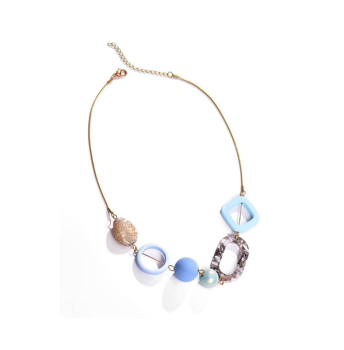 Sohi Womens Blue Circular Strand Necklace Product Image