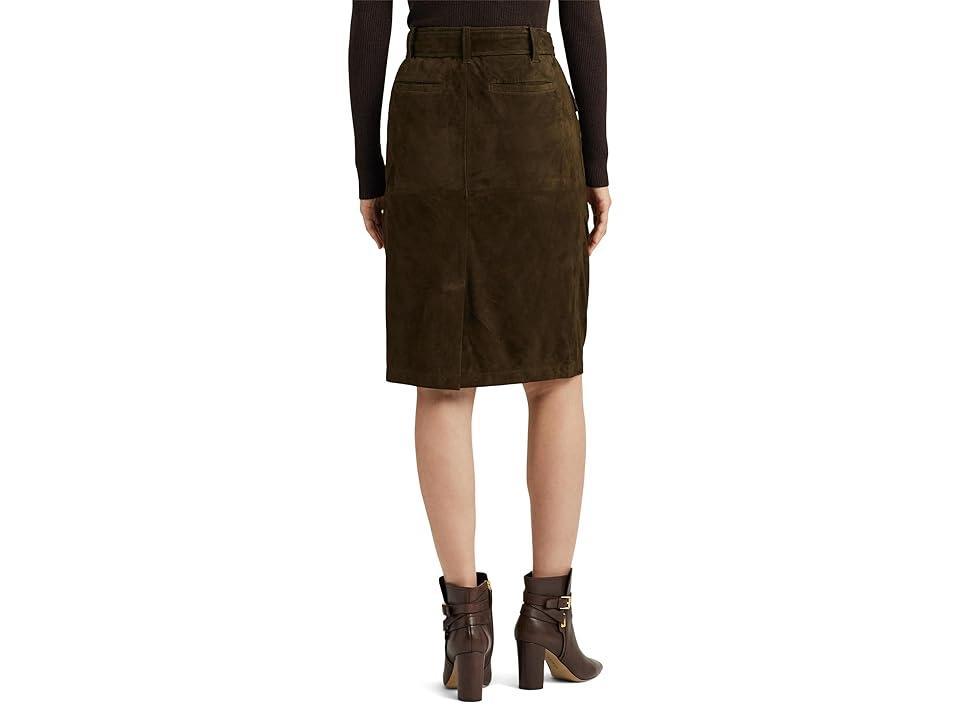 Lauren Ralph Lauren Belted Goat Suede Pencil Skirt Product Image