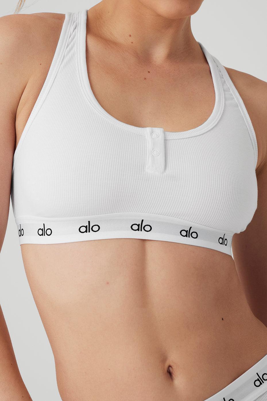 Icon Ribbed Henley Bra - White Female Product Image