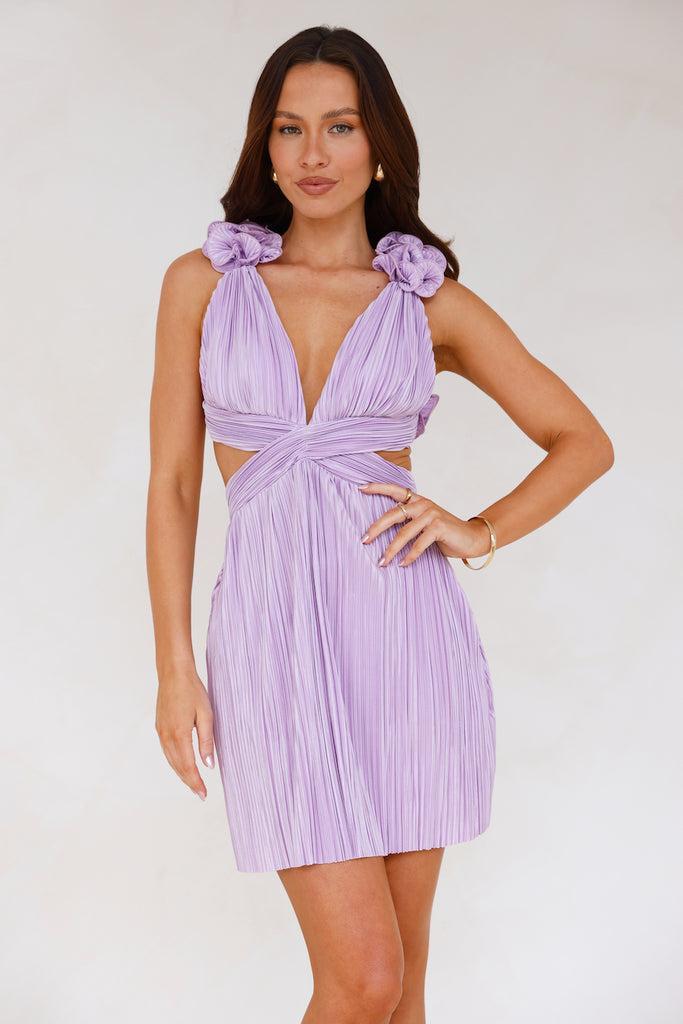 Moonlight Shimmer Mini Dress Lilac Product Image