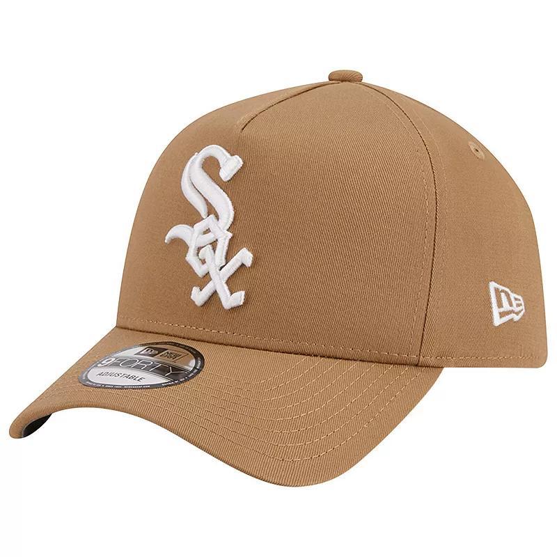 Mens New Era Khaki Chicago White Sox A-Frame 9FORTY Adjustable Hat, Beig/Green Product Image