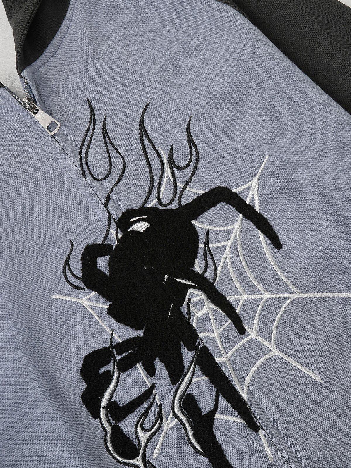 Aelfric Eden Embroidery Flame Spider Zip Up Hoodie Product Image