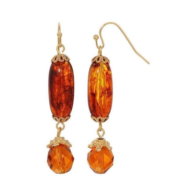 1928 14k Gold Tone Topaz Color Double Drop Earrings, Womens, Beige Product Image