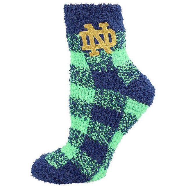 Womens ZooZatz Notre Dame Fighting Irish Fuzzy Buffalo Checkered Ankle Socks, Blue Product Image