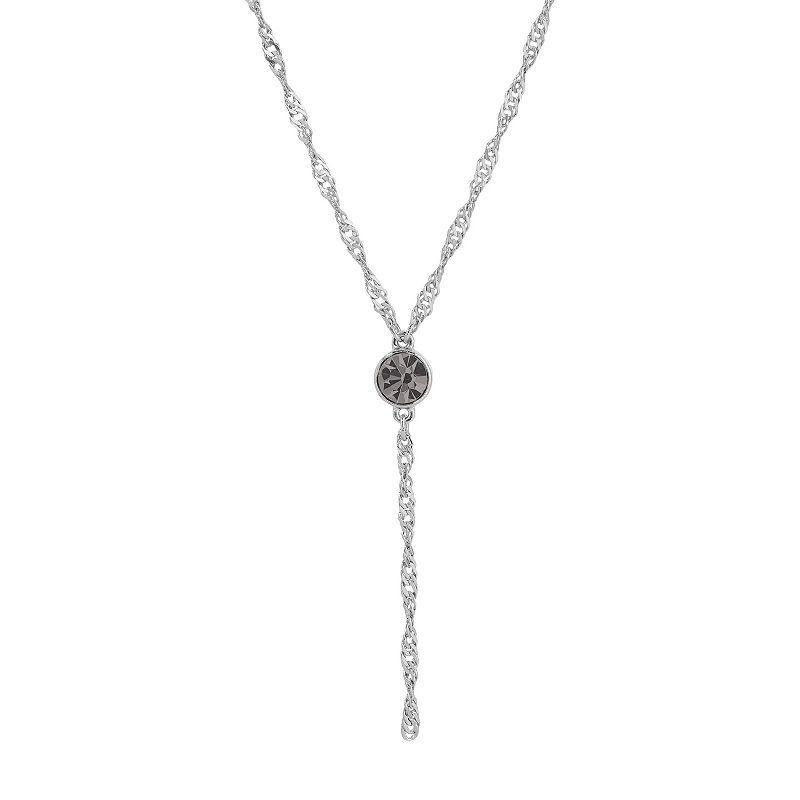 1928 Silver Tone Crystal Chain Y-Necklace, Womens, Gray Product Image