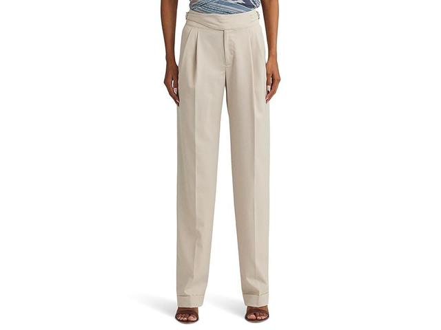 Lauren Ralph Lauren Pleated Wool-Blend Twill Straight Pants (Explorer Sand) Women's Casual Pants Product Image