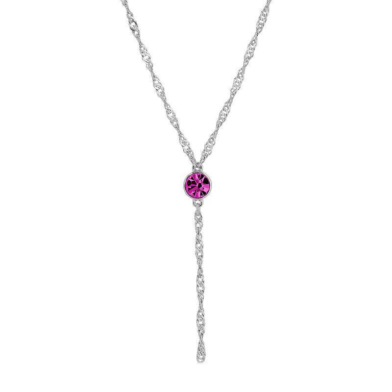 1928 Silver Tone Crystal Chain Y-Necklace, Womens, Pink Product Image