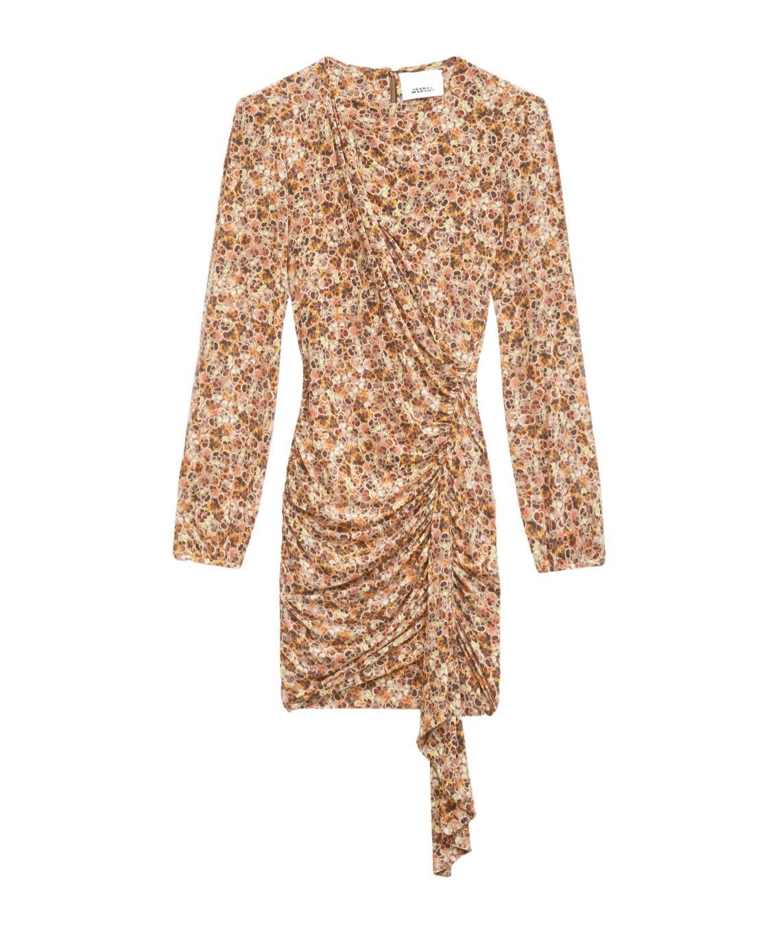 ISABEL MARANT Vinia Printed Knitted Pleated Dress In Nude Product Image