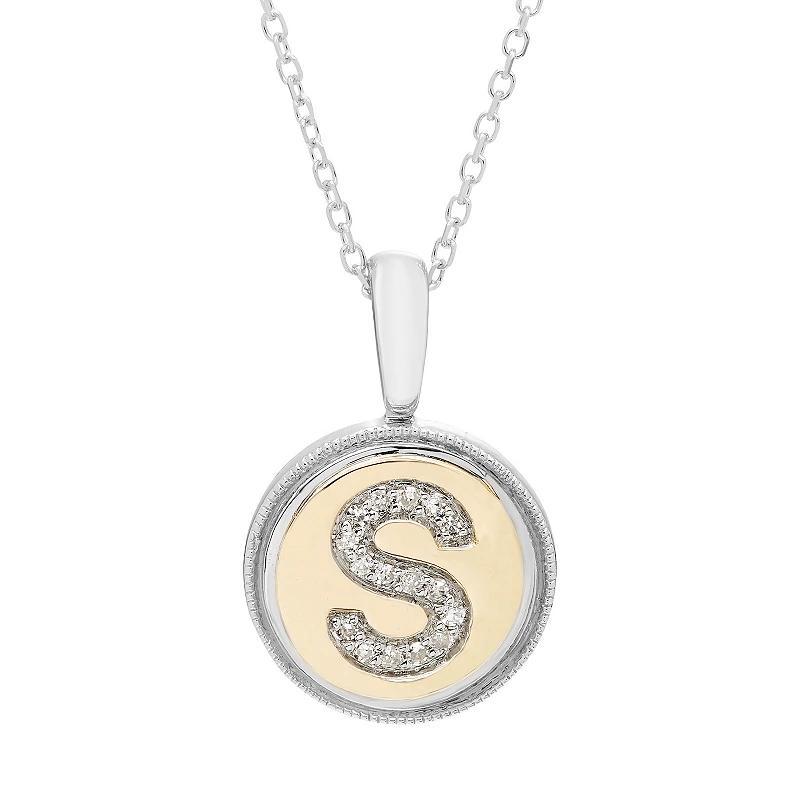 Its Personal 14k Gold Over Sterling Silver Diamond Accent Initial Pendant Necklace, Womens White Product Image