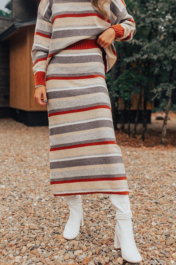 Mulled Wine Stripe Sweater Skirt Product Image