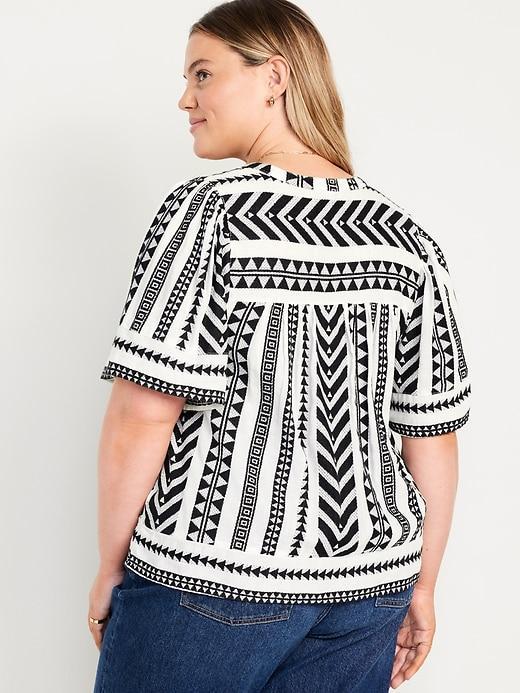 Split-Neck Textured Top Product Image