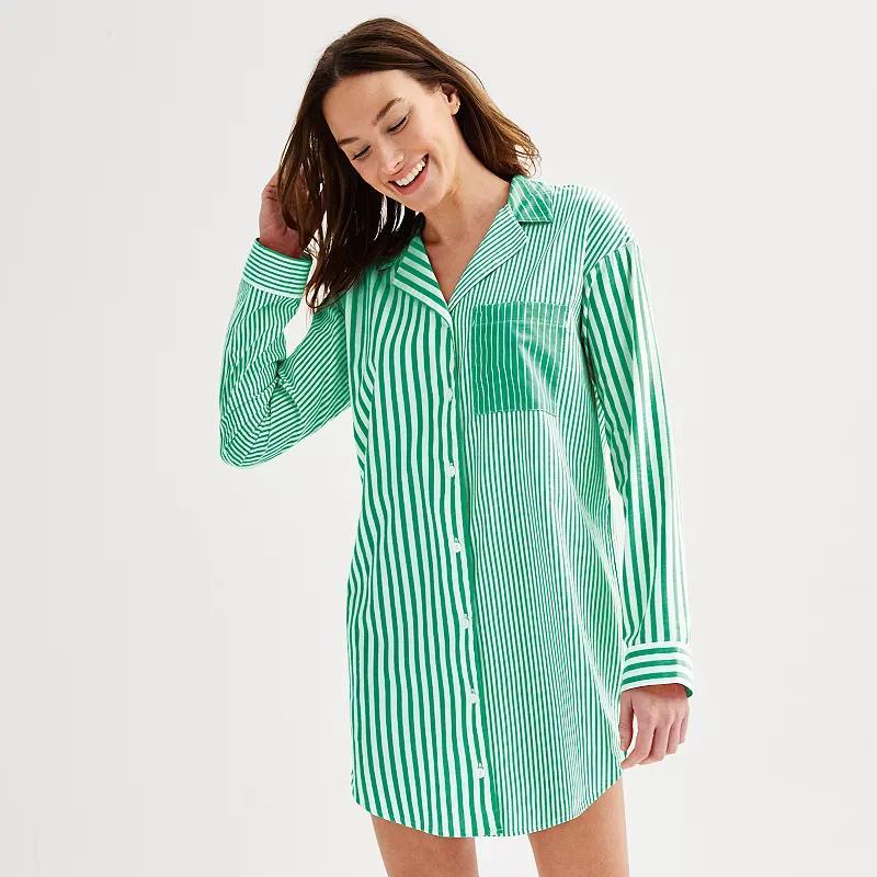 Womens Sonoma Goods For Life Poplin Oversized Button Down Notch Collar Pajama Shirt product image