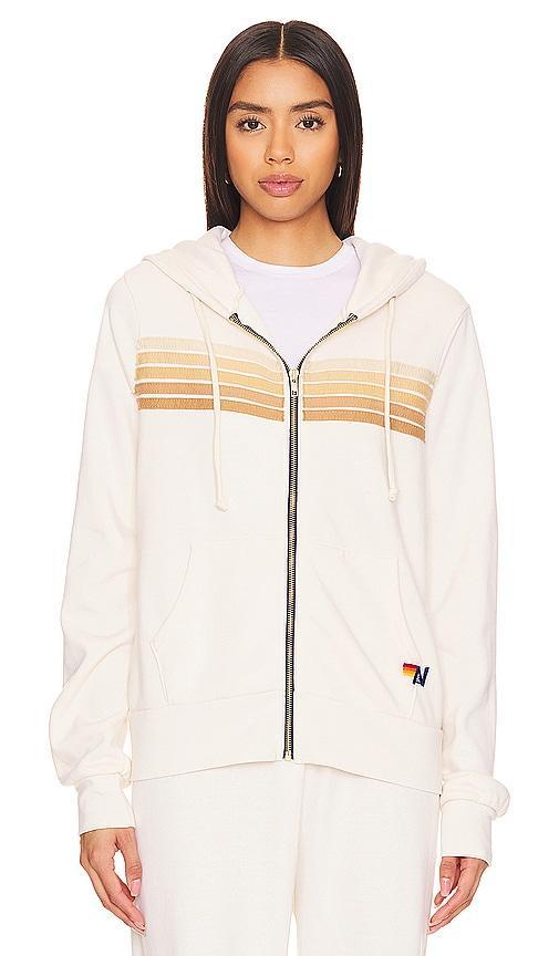 Aviator Nation 5 Stripe Zip Hoodie in Grey. - size L (also in XS, S, M, XL) Product Image