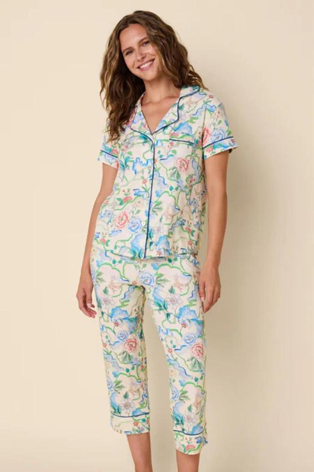 The Cats Pajamas Butterfly Floral Pajamas  Knit Capri Set Product Image