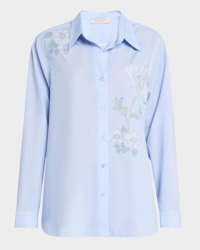 Floral-Print Button-Down Blouse Product Image