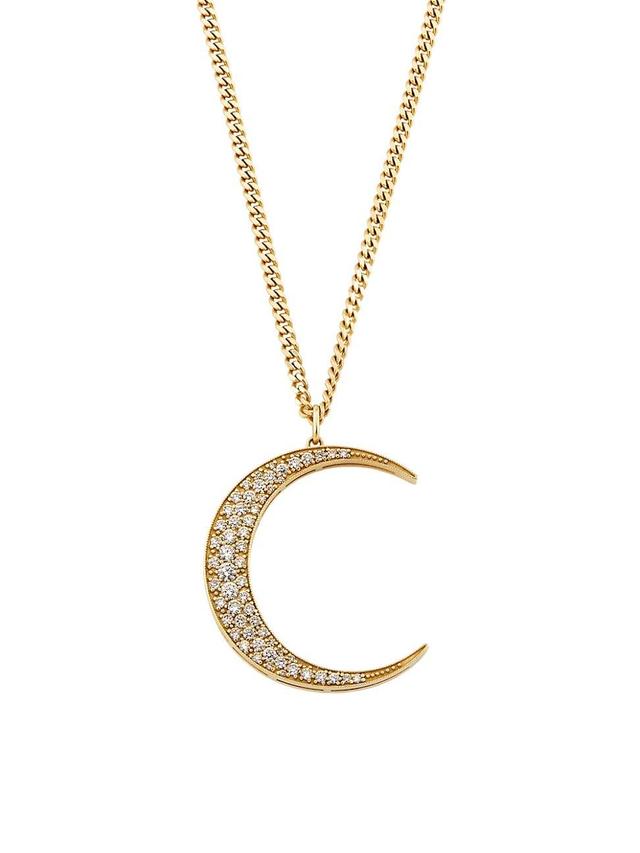 Womens Celestial Luna 18K Yellow Gold & 0.85 TCW Diamond Crescent Moon Pendant Necklace Product Image