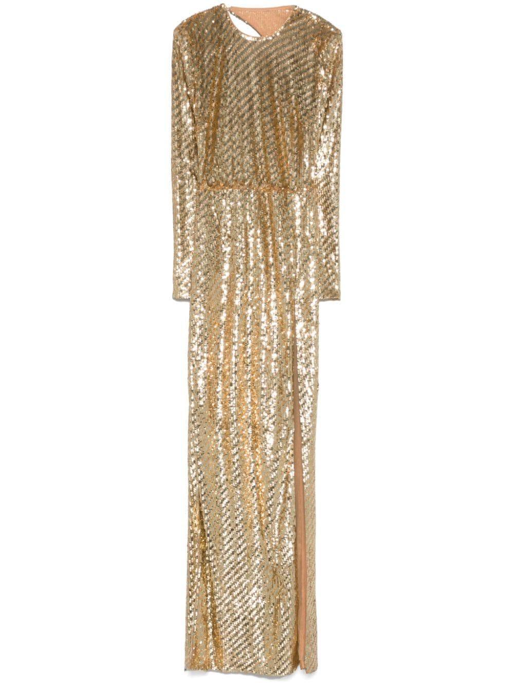 sequin-embroidered cut-out gown Product Image