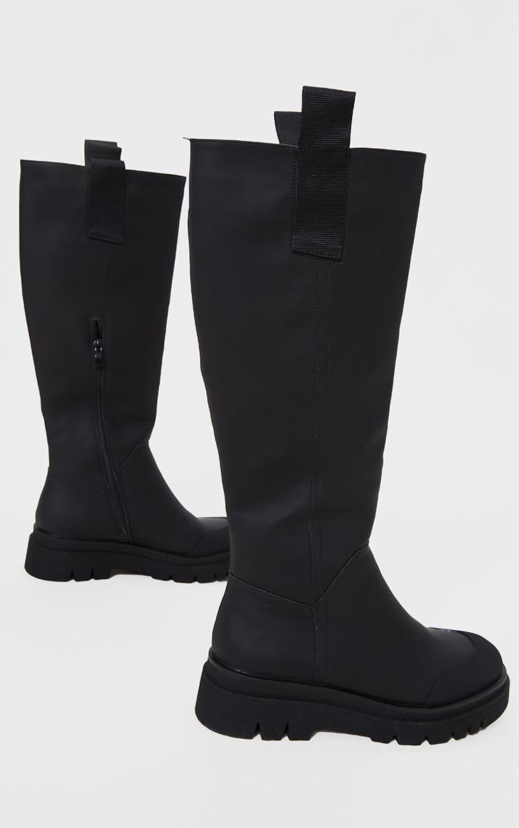 Black PU Chunky Sole Welly Boots Product Image