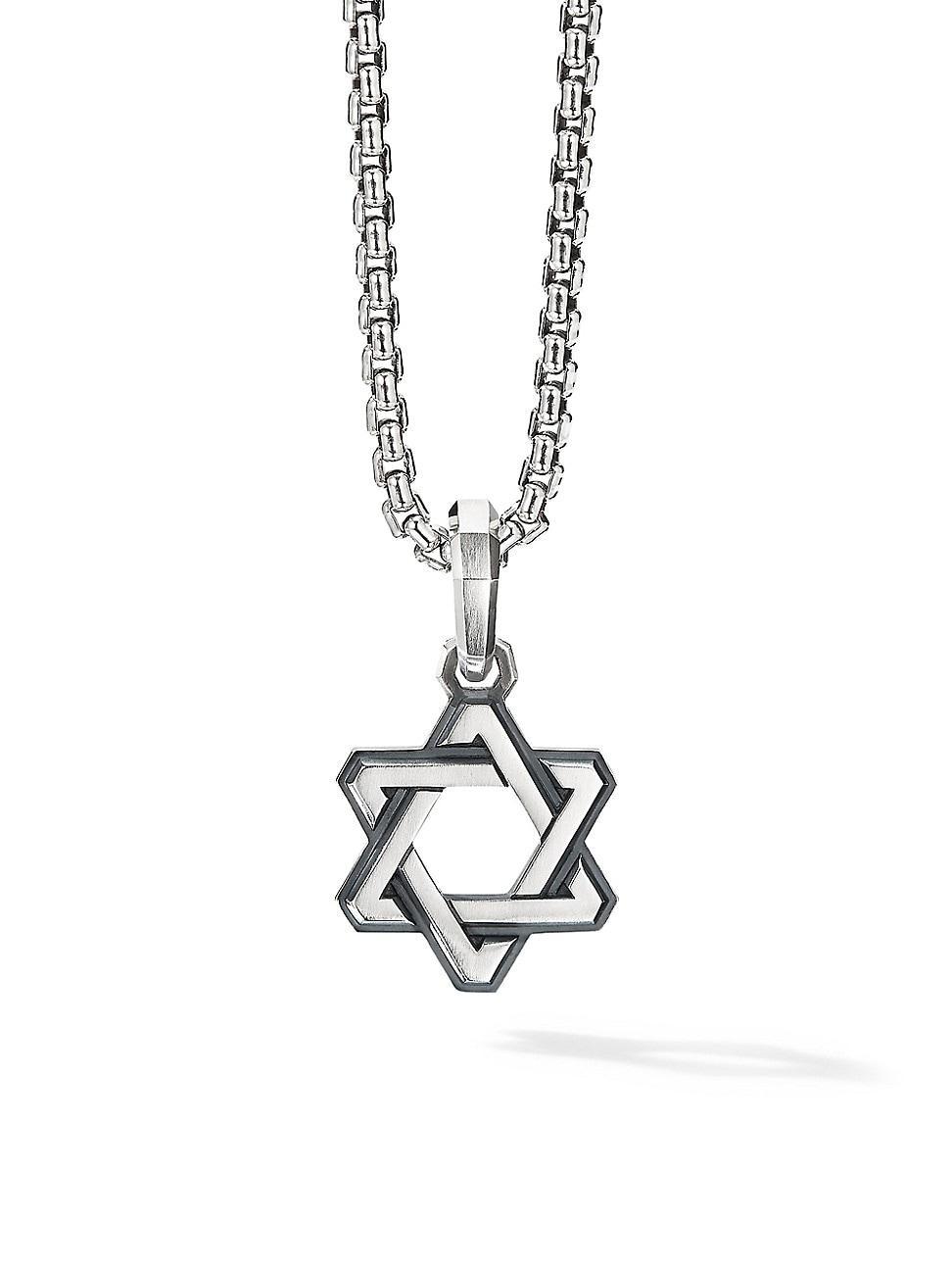 Mens Deco Star of David Sterling Silver Pendant Product Image