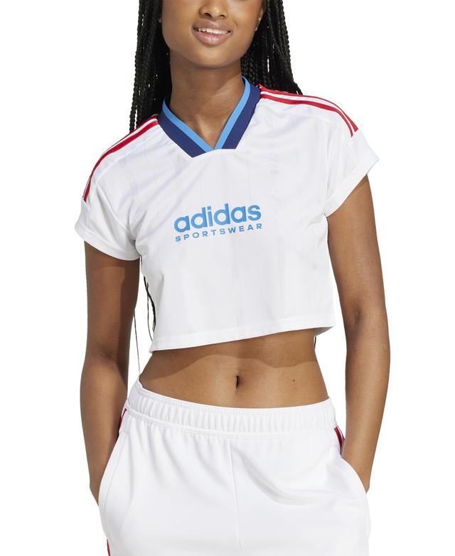 adidas Womens Tiro 3-Stripes Short-Sleeve Crop Top Product Image