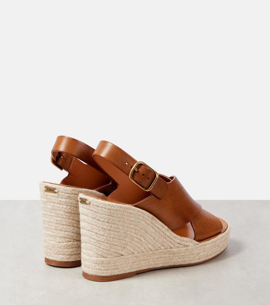 CHLOÉ Pary Leather Espadrille Wedge Slingback Sandals In Brown Product Image