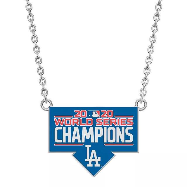 LogoArt Los Angeles Dodgers 2020 World Series Champions Enameled Small Pendant Necklace, Womens Blue Product Image