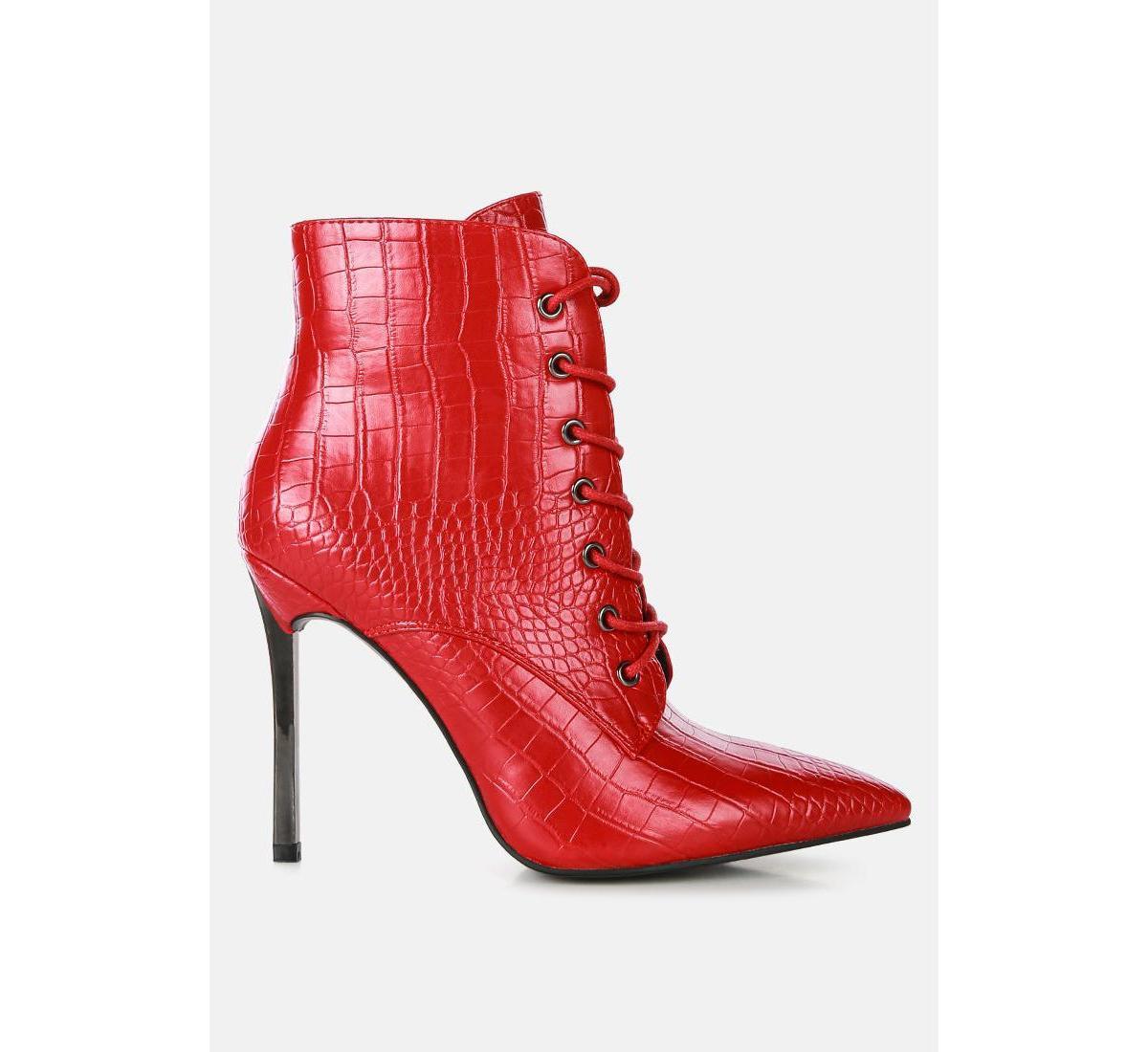 Womens escala croc lace-up stiletto boots Product Image