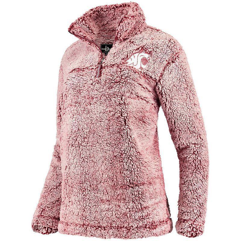 Womens Crimson Washington State Cougars Sherpa Super Soft Quarter Zip Pullover Jacket Product Image