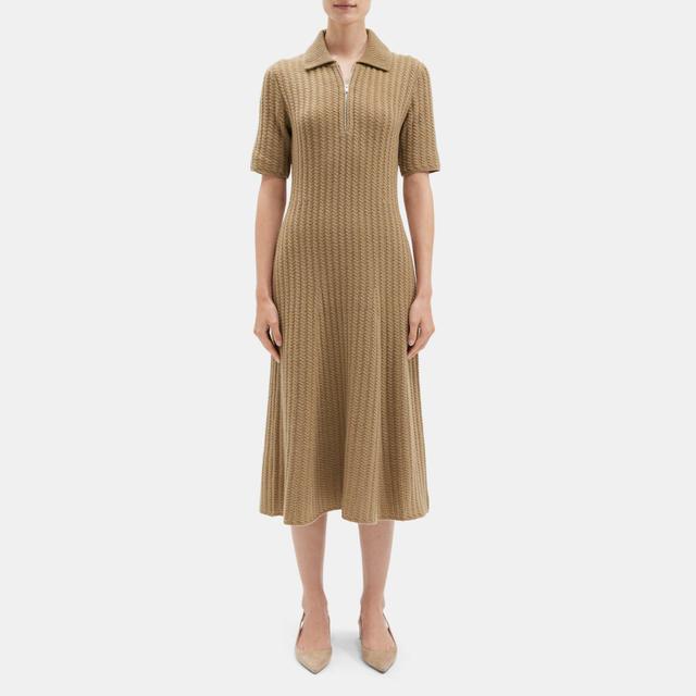 Felted Wool-Cashmere Cable Knit Midi Dress | Theory Outlet Product Image