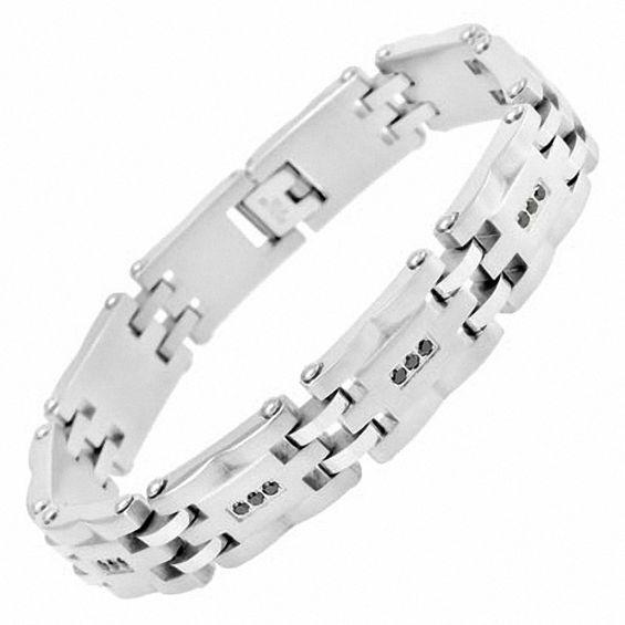 Men's 1 CT. T.w. Black Diamond Bracelet in Stainless Steel - 8.5" Product Image