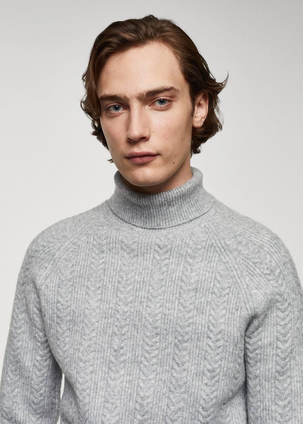 MANGO MAN - Twisted turtleneck sweater light heather greyMen Product Image